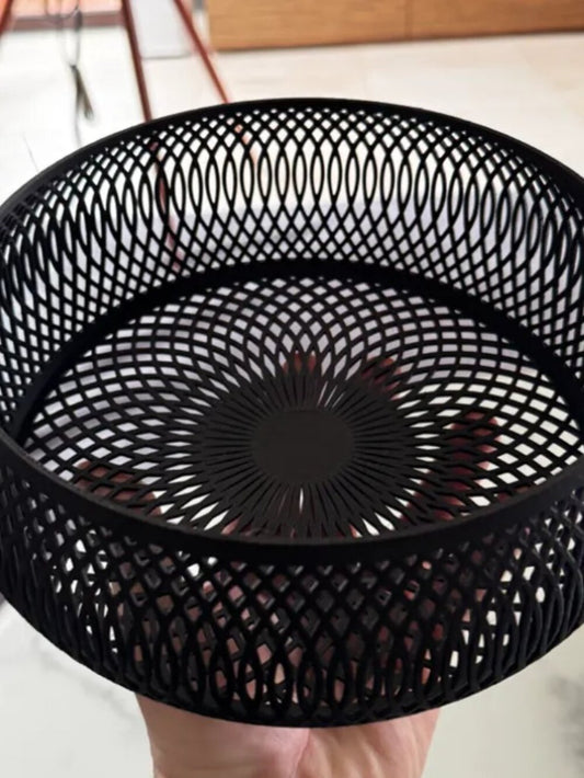 Spiral lattice decorative bowl in matte black, view 2