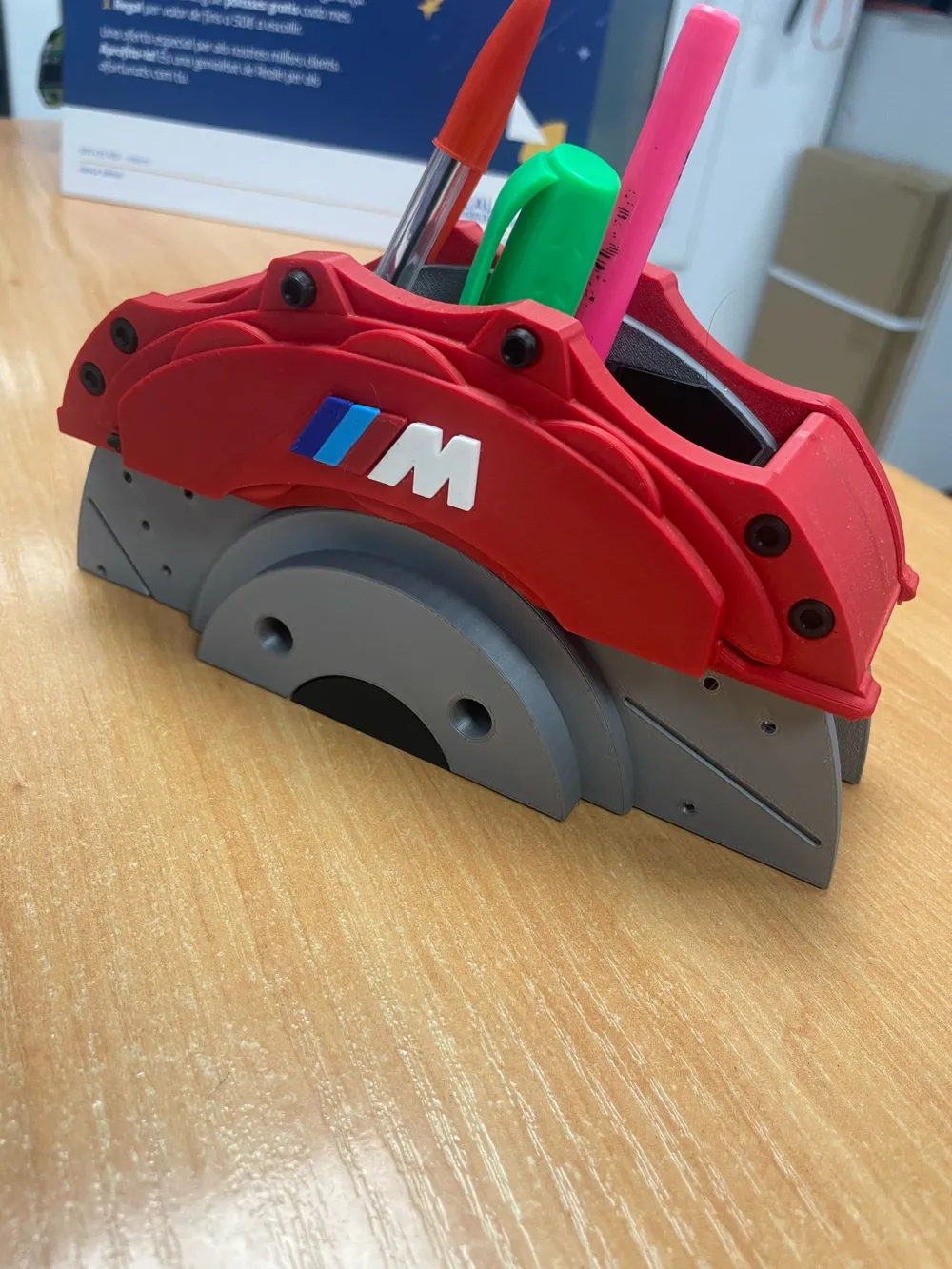BMW M red brake caliper pen holder