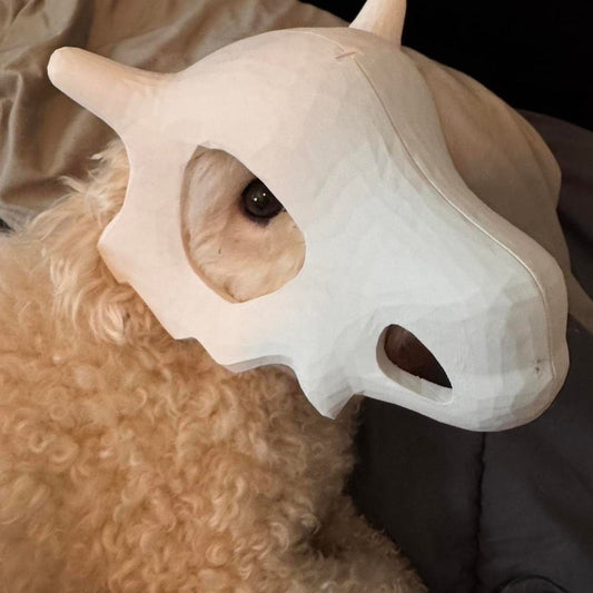 Bone-white skull costume hat sized for small dogs and cats