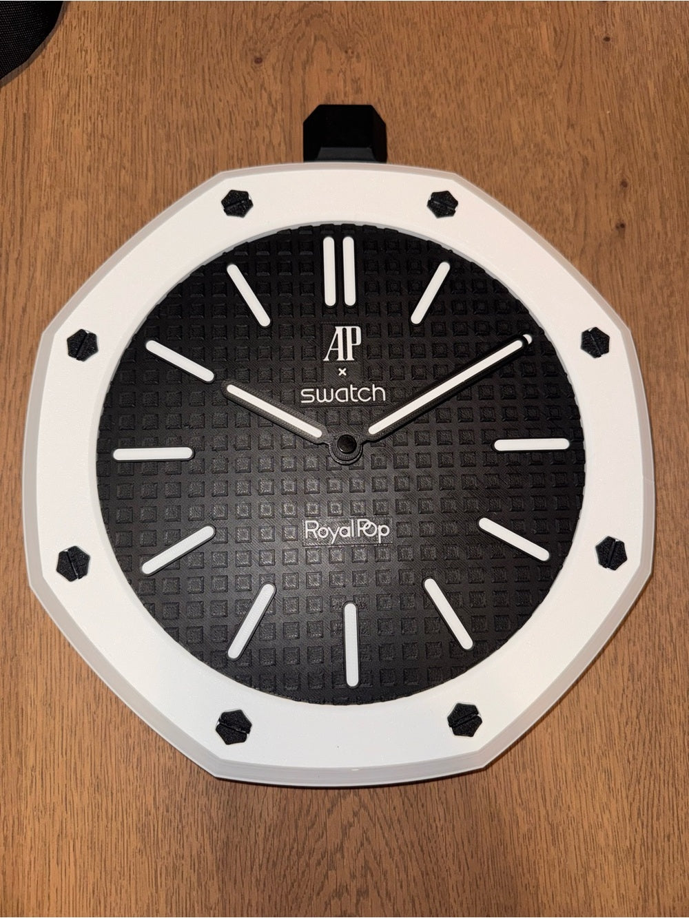Black and white octagon designer wall clock
