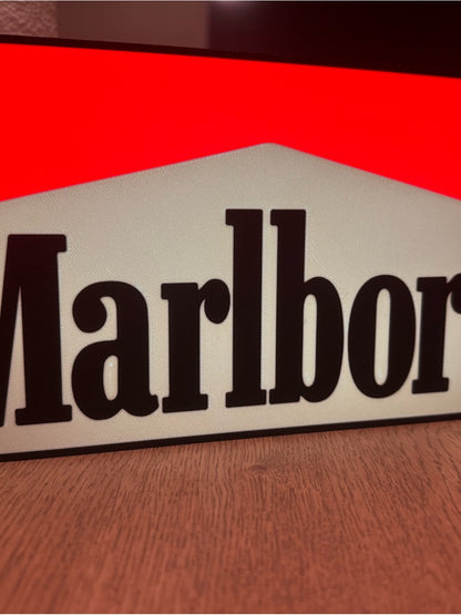 Retro-style red and white LED light box, view 3