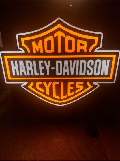 Illuminated Motorcycle Sign – Orange & White