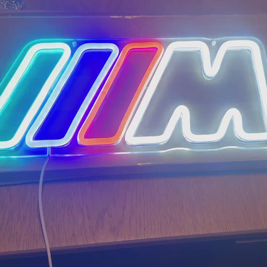 Video of the BMW M LED neon sign lighting up
